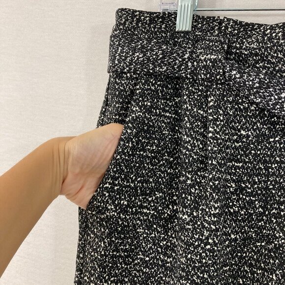 New Express Black White High Rise Belted Ankle Pants size 14 Office Career - Picture 6 of 13